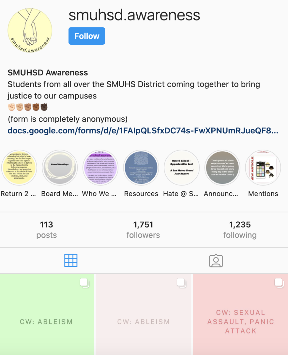 SMUHSD Student Awareness Instagram Page