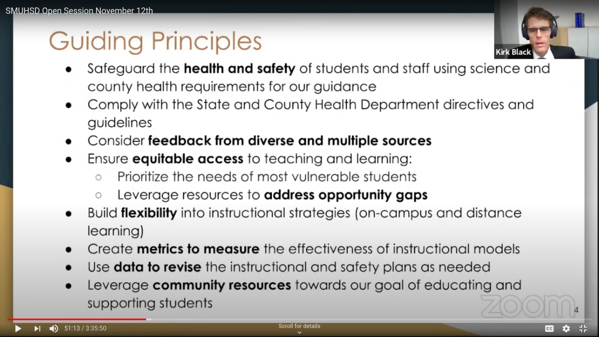 SMUHSD Board Meeting on Spring Semester Plans