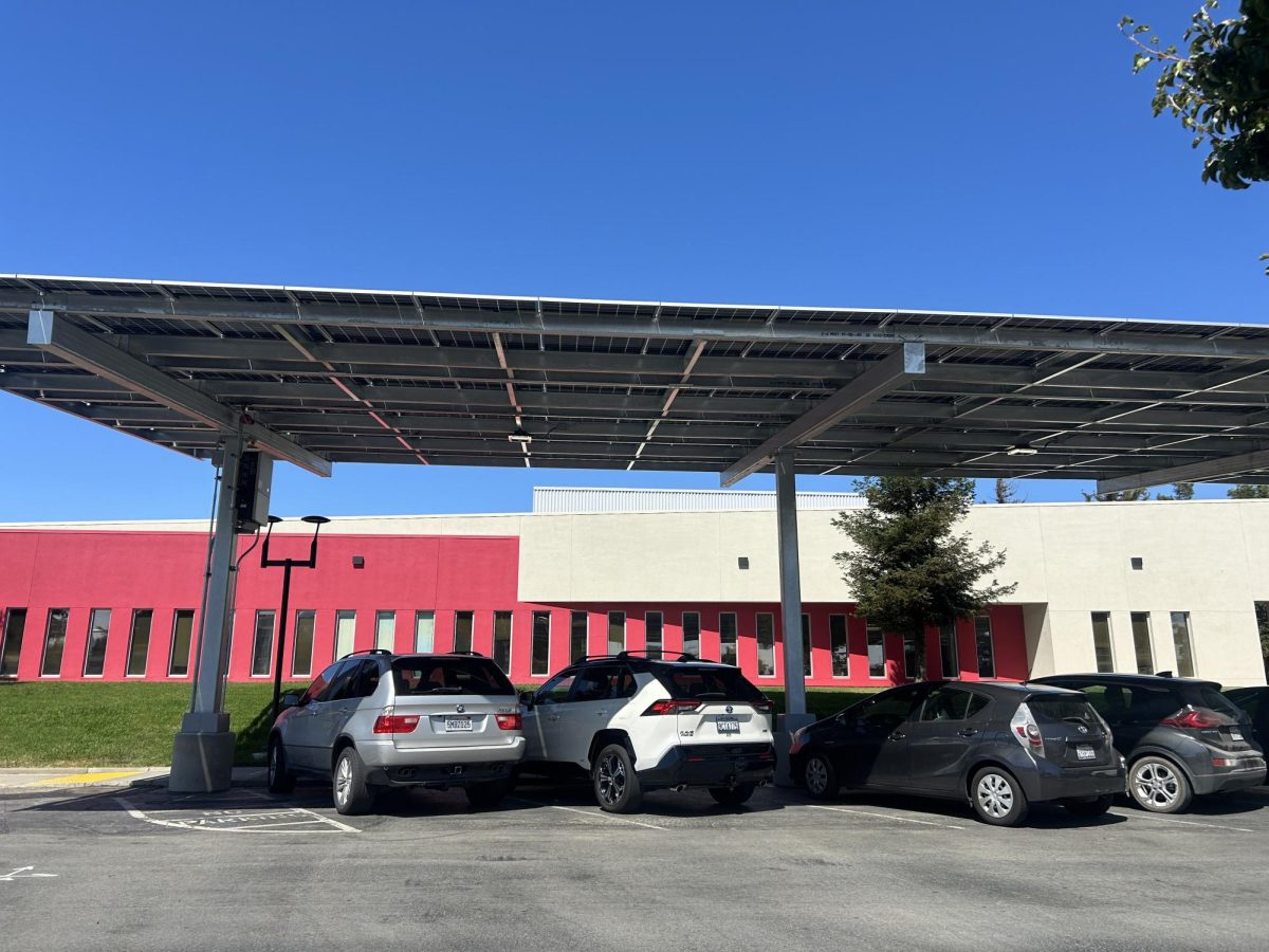 Solar panels in front of school