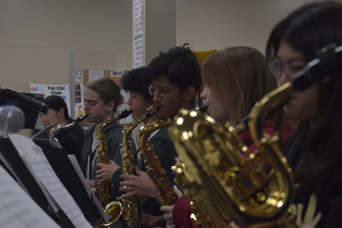 The Jazz Band practices their piece during their daily morning rehearsals.