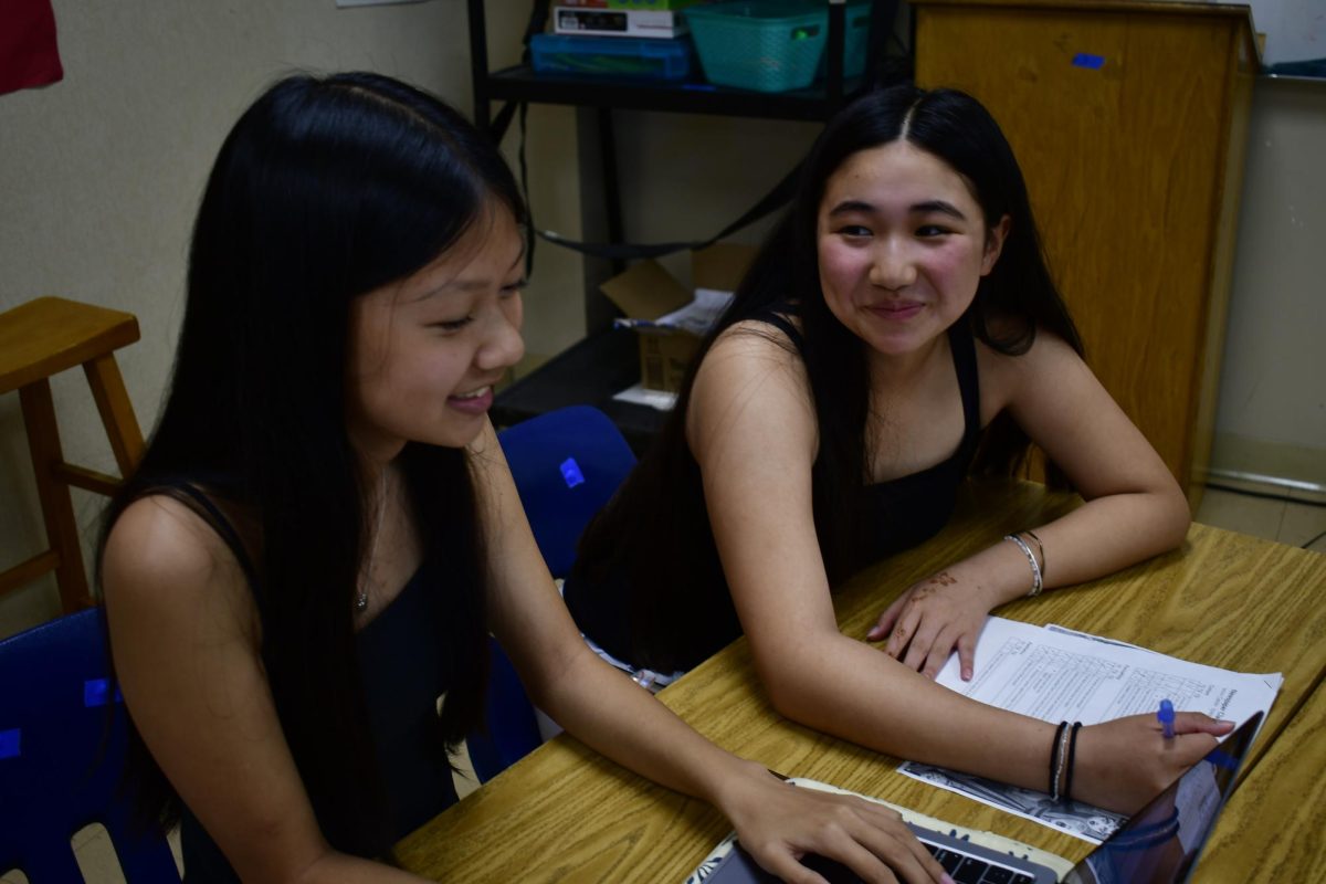 Two Mills students working toegther while being studied.