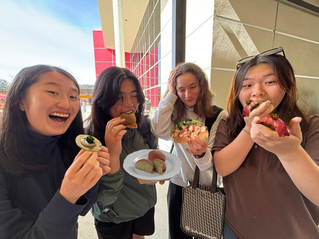 Mills students getting a sneak peak at the new premium lunches offered at school.