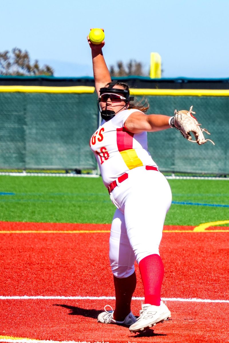 Gina getting ready to pitch