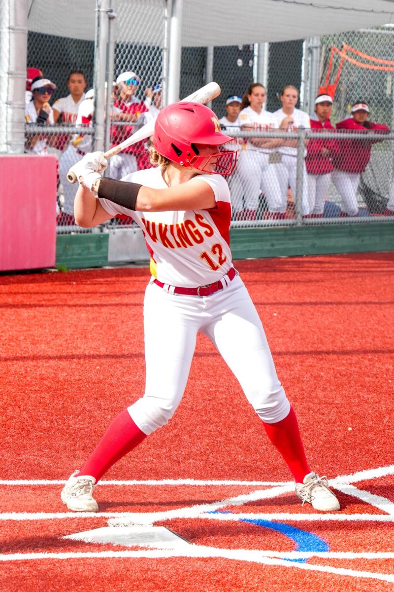 Lucy Esquivel (11) prepares to bat during a varsity girls softball game against Aragon High School.